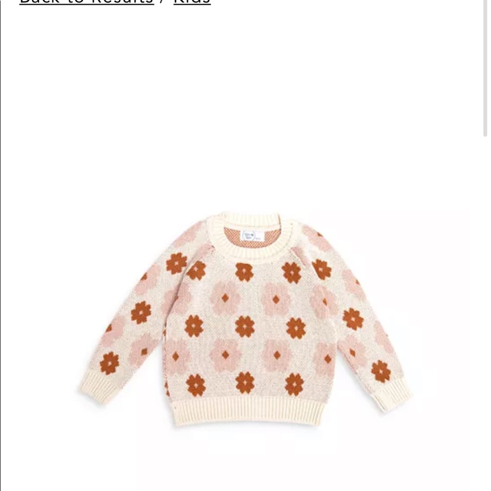 Tun tun Girls' Cotton Floral Jacquard Sweater